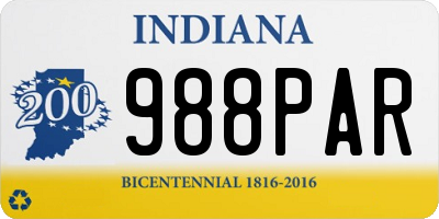 IN license plate 988PAR