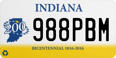 IN license plate 988PBM