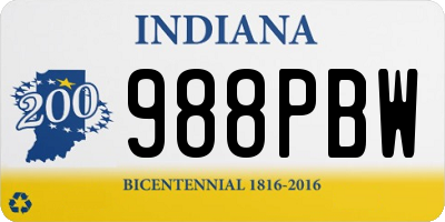 IN license plate 988PBW