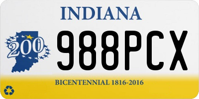 IN license plate 988PCX