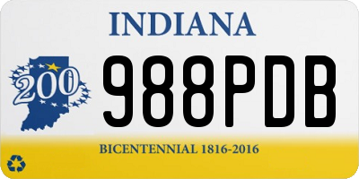 IN license plate 988PDB