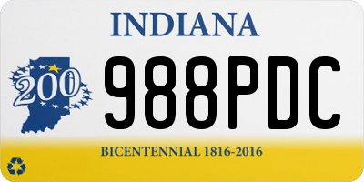 IN license plate 988PDC