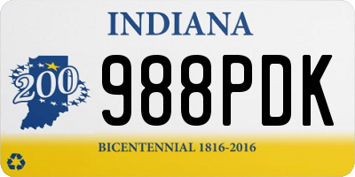 IN license plate 988PDK