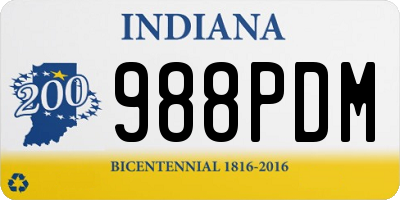 IN license plate 988PDM