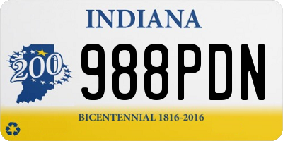 IN license plate 988PDN