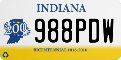 IN license plate 988PDW