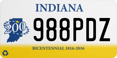 IN license plate 988PDZ