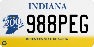 IN license plate 988PEG