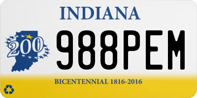 IN license plate 988PEM