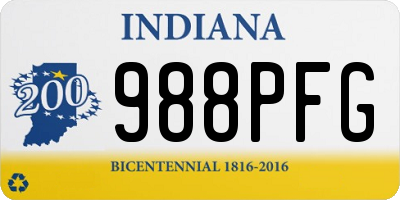 IN license plate 988PFG