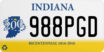 IN license plate 988PGD