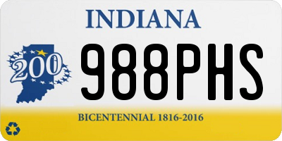 IN license plate 988PHS