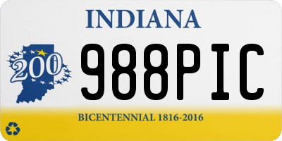 IN license plate 988PIC