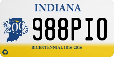 IN license plate 988PIO