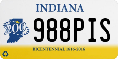 IN license plate 988PIS