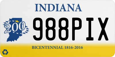 IN license plate 988PIX