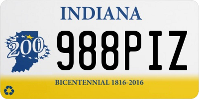 IN license plate 988PIZ