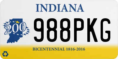 IN license plate 988PKG