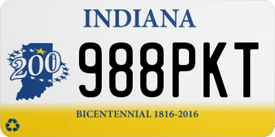 IN license plate 988PKT