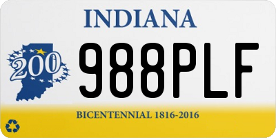 IN license plate 988PLF