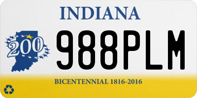 IN license plate 988PLM