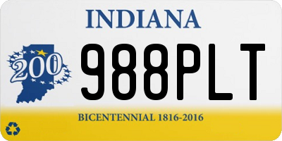 IN license plate 988PLT