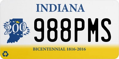 IN license plate 988PMS