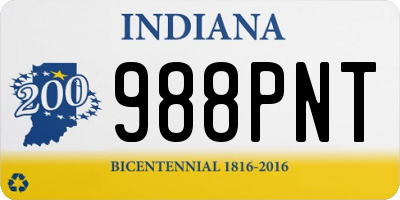IN license plate 988PNT