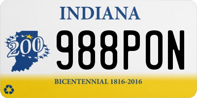 IN license plate 988PON