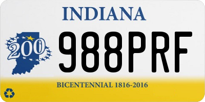 IN license plate 988PRF