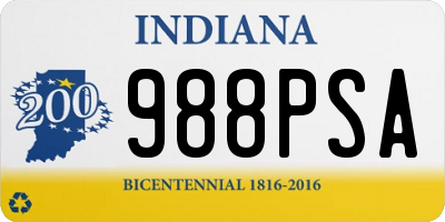 IN license plate 988PSA