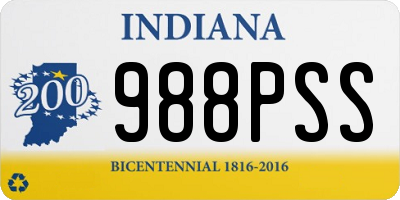 IN license plate 988PSS