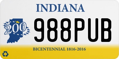 IN license plate 988PUB