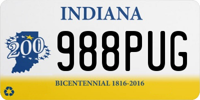 IN license plate 988PUG