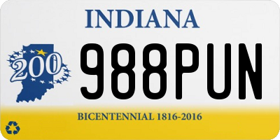 IN license plate 988PUN