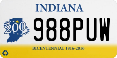 IN license plate 988PUW