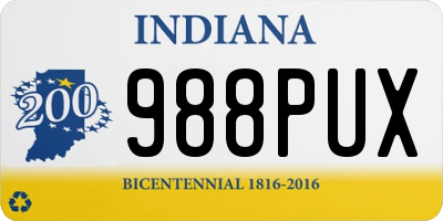 IN license plate 988PUX