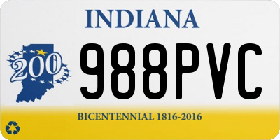 IN license plate 988PVC
