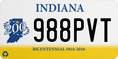 IN license plate 988PVT