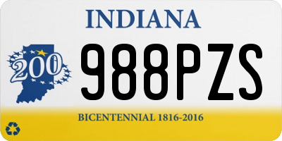 IN license plate 988PZS