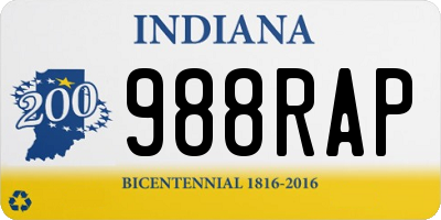 IN license plate 988RAP