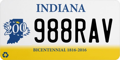 IN license plate 988RAV