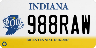 IN license plate 988RAW