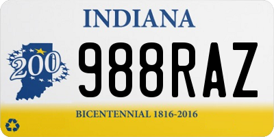 IN license plate 988RAZ