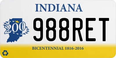 IN license plate 988RET