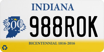 IN license plate 988ROK