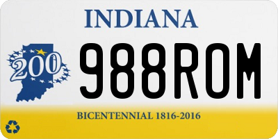 IN license plate 988ROM