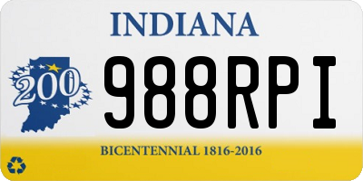 IN license plate 988RPI