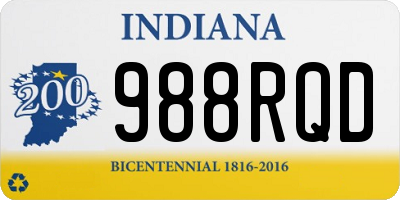 IN license plate 988RQD