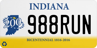 IN license plate 988RUN